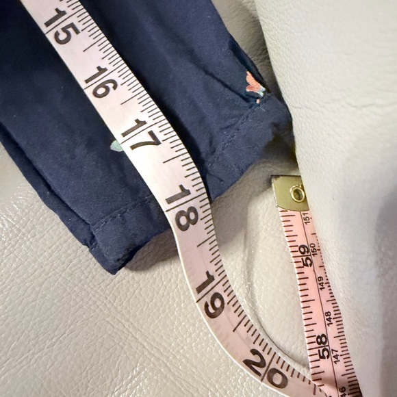 Anthropologie 11 Tylho Floral Tie Navy Blue Knee Length Midi Dress Small - Picture 6 of 11